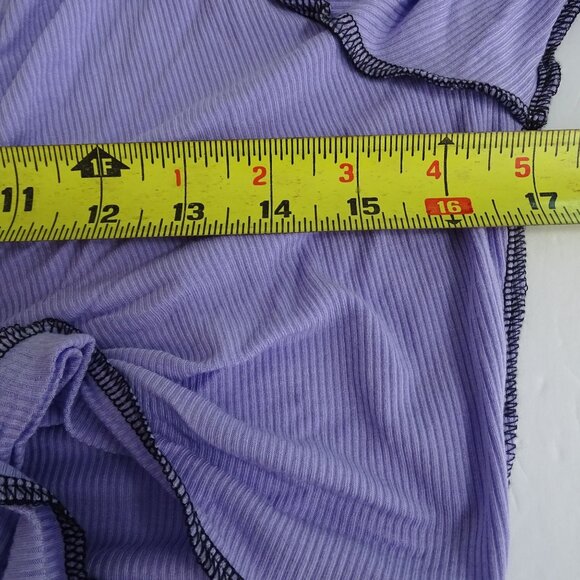 Shein Purple Tie Front Crop Cardigan Women Size L 8 10 Stretchy Knit Long Sleeve - Picture 6 of 9